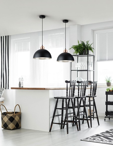 Polo Lámpara 1 Luz Negro Cobre Schuller