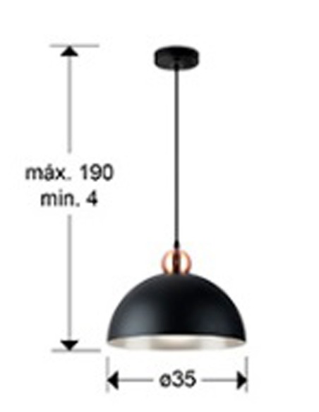 Polo Lámpara 1 Luz Negro Cobre Schuller