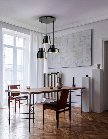 Vulcano Plafón 3 Alturas Negro/Oro de Schuller