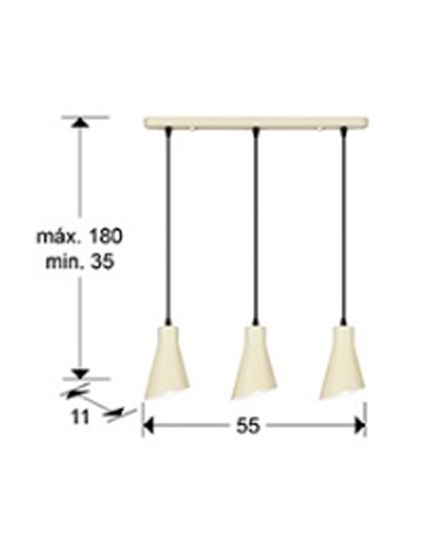 Bera Lámpara Lineal 3 Luces Crema...