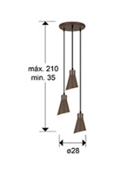 Bera Lámpara Plafón 3 Luces Marrón Schuller