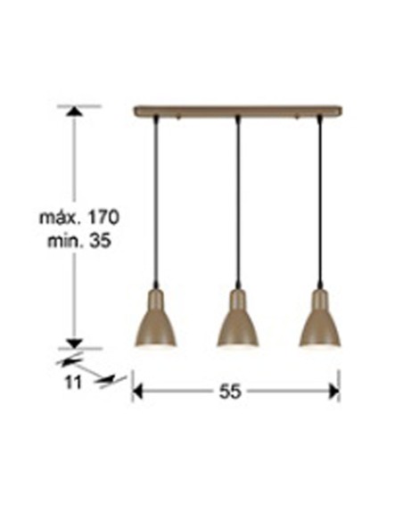 Afra Lámpara Lineal 3 Luces Marrón Schuller