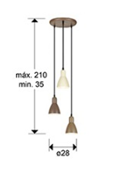Afra Lámpara Plafón 3 Luces Marrón Crema Schuller