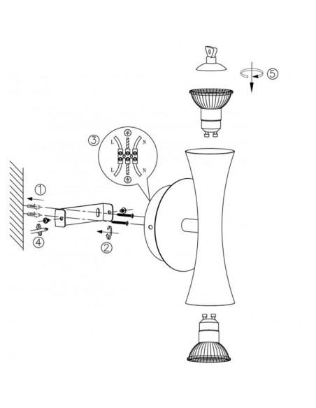 Aplique Doble Bombilla Negro