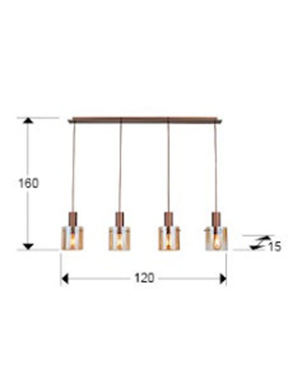 Venize Lámpara Lineal 4 Luces Cobre...