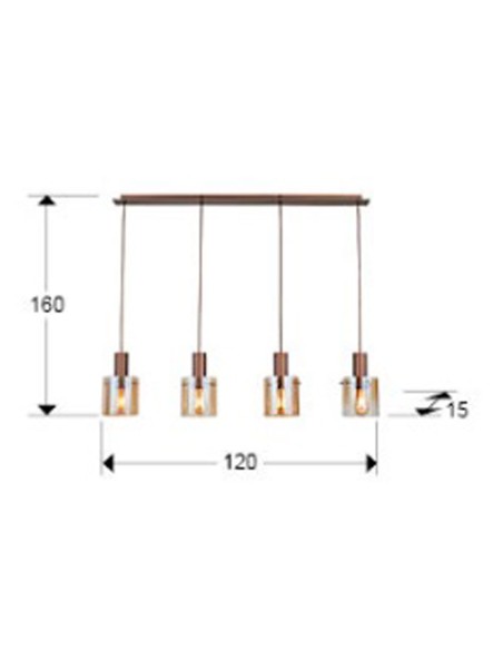 Venize Lámpara Lineal 4 Luces Cobre Ambar Schuller