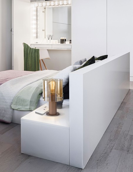 Lámpara de mesa Venize cobre ambar