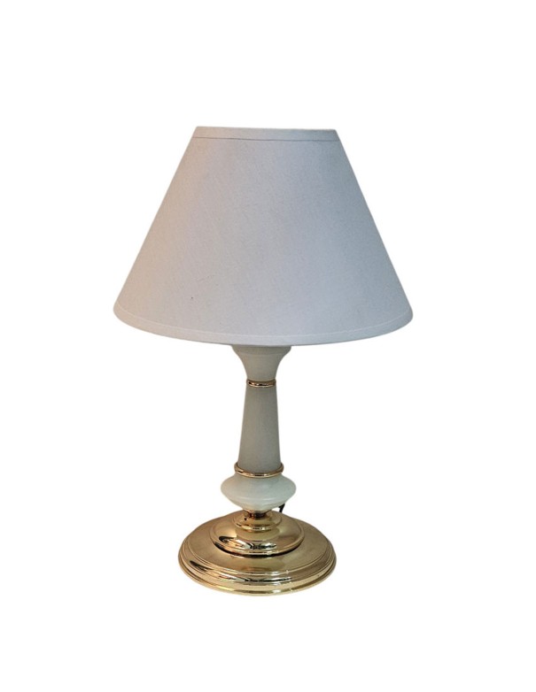 Lámpara De Mesa Base Oro Columna Mármol