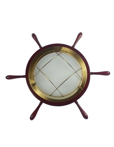 Lámpara Colgante Barco Caoba-Cuero