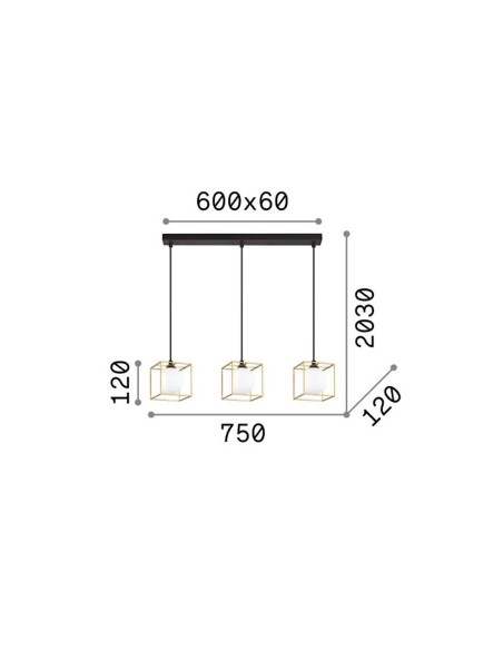 Lámpara Lineal Cuadros Varillas con Bolas
