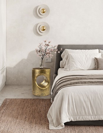 Mesa de esquina Hole dorada