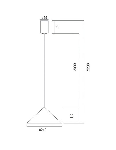 Cono Lámpara Colgante Negro 10W Mantra