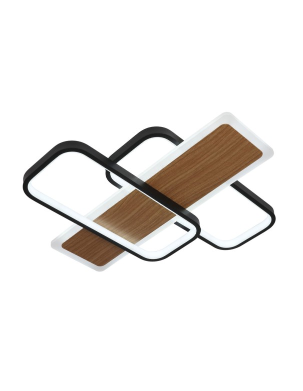 Lámpara Plafón Dimable Negro y Madera
